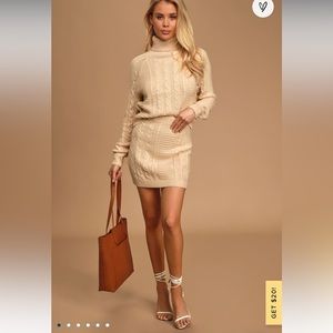 In the Cards Beige Cable Knit Two Piece Sweater Dress - Medium